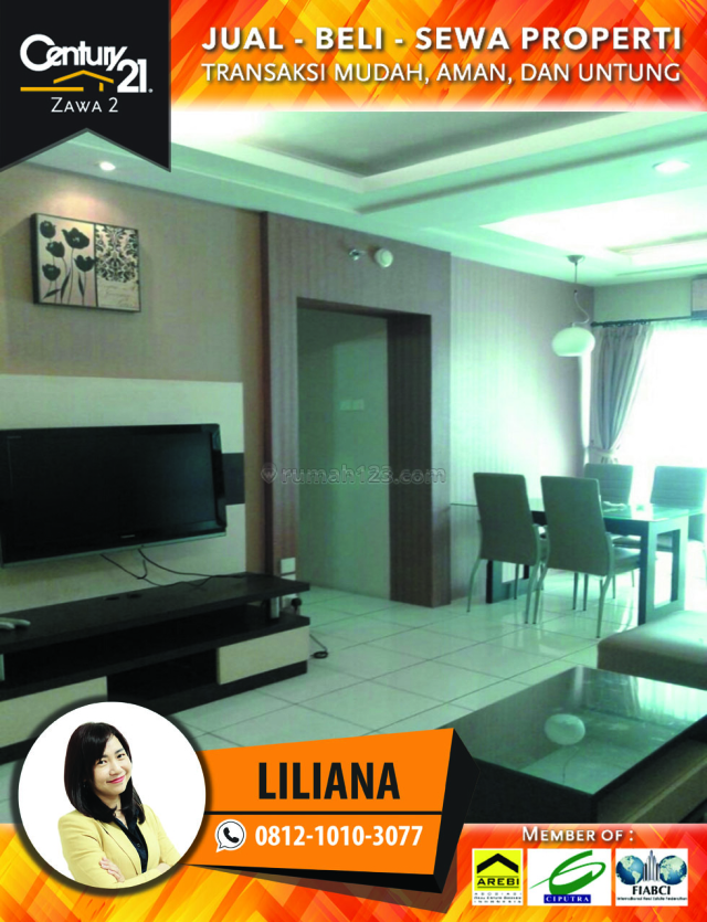 Apartemen Mediterania Garden 2 Resodences Type 3Br+1 Fully Furnished Bagus Siap Huni Tinggal Bawa Koper, Grogol, Jakarta Barat