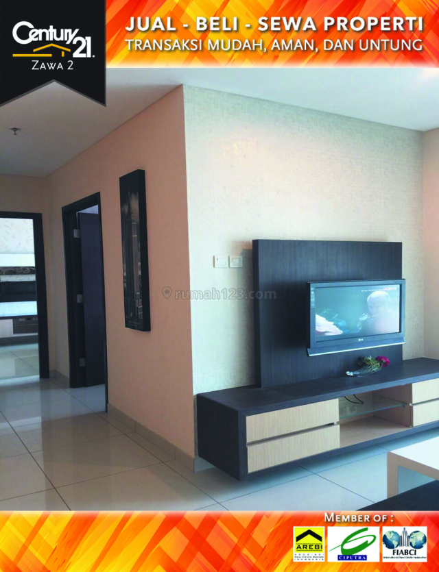 Apartemen Central Park 2BR Furnished Luas 82 harga 170 Juta / Tahun, Central Park, Jakarta Barat