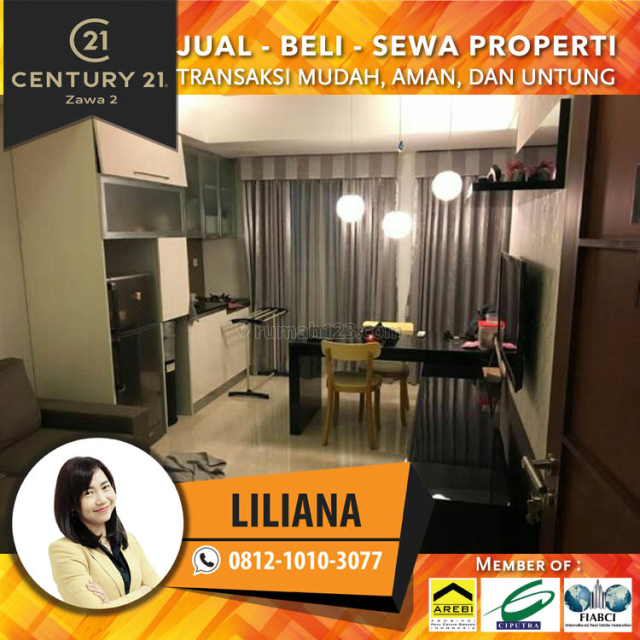 Apartemen Royal Mediterania Tower Marigold LSedang Full Furnished Luas 53,5m2 2+1BR Harga 90 Juta Pertahun, Central Park, Jakarta Barat
