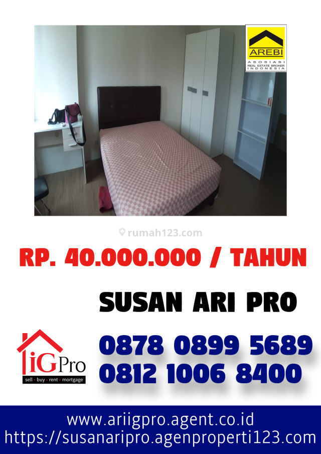 Apartemen Silkwood Type Studio di Alam Sutera Kondisi Full Furnish, Alam Sutera, Tangerang