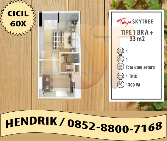 APARTEMEN 1BR A+ 33 M² PIK 2 TOKYO RIVERSIDE SKYTREE BISA CICIL 60X, Pantai Indah Kapuk, Jakarta Utara