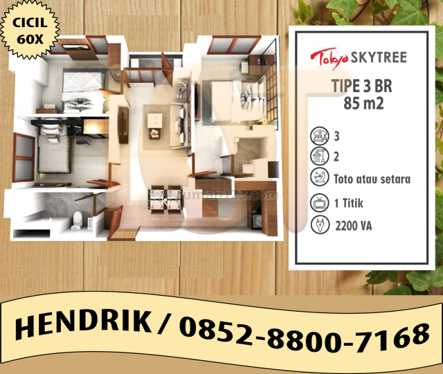APARTEMEN 3BR 85 M² PIK 2 TOKYO RIVERSIDE SKYTREE BISA CICIL 60X, Pantai Indah Kapuk, Jakarta Utara
