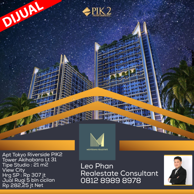 Apartement Tokyo Riverside PIK 2, Tower Akihabara Lt 31, Studio, Non Furnished, Pantai Indah Kapuk, Jakarta Utara