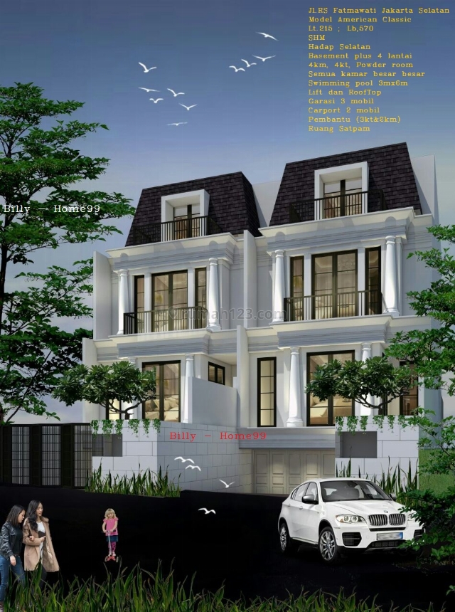 Rumah Mewah 4 lantai Strategis Nyaman Tenang di Jl Raya Fatmawati Jakarta Selatan, Fatmawati, Jakarta Selatan