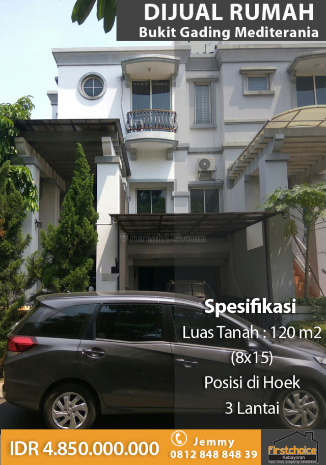 Rumah Bukit Gading Mediterania ~ 8x15 ~ 3 Lantai, Kelapa Gading, Jakarta Utara