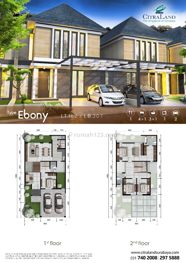 Strategis Rumah Type EBONY Lokasi CITRALAND, Citraland, Surabaya