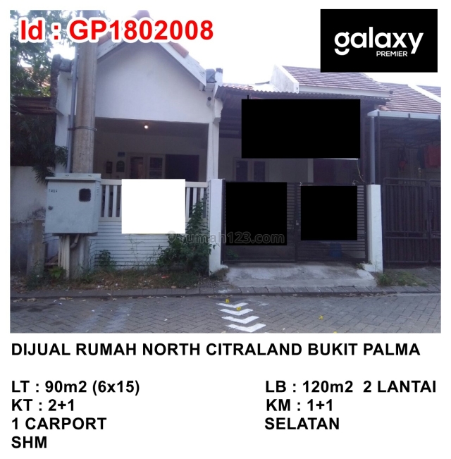 Rumah North Citraland Bukit Palma dekat Pakuwon Indah Graha Famili Dian Istana WBM Royal Residence, Citraland, Surabaya