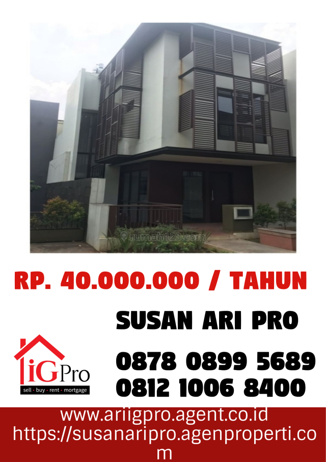 Rumah Hunian asri BSD Modern 3 lantai Whelford Greenwhich BSD City, BSD City, Tangerang