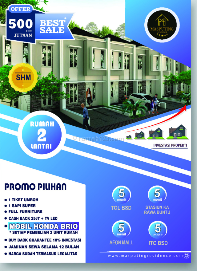 Rumah Masputing Residence Serpong Selangkah Ke Tol Dan Stasiun Rawa Buntu, Kampung Utan, Tangerang