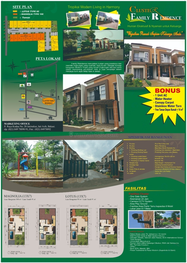 Rumah Murah Cluster daerah Bekasi “Family Residence”, Pondokmelati, Bekasi