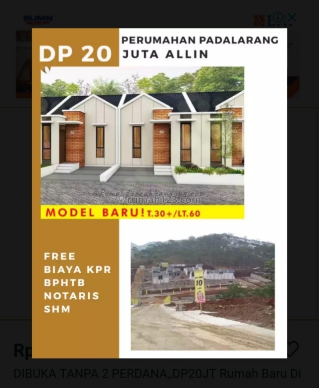 PROMO AKHIR TAHUN! Rumah legalitas SHM di Padalarang dkt Tol kotabaru modal 3jt saja,bandung, Kota Baru Parahyangan, Bandung