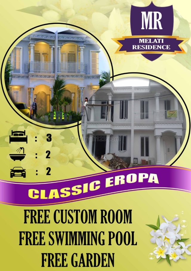 Rumah Murah di Serpong Melati Residence 2Lt Akses Mudah pinggir Jalan SHM, Sektor 6-Gading Serpong, Tangerang