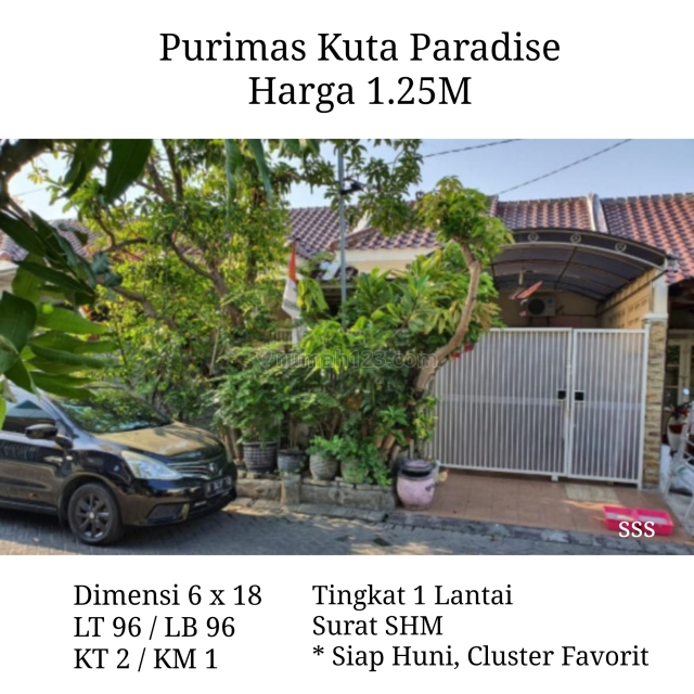 Rumah Purimas Kuta Paradise Rungkut Surabaya Timur Siap Huni bs KPR, Rungkut, Surabaya