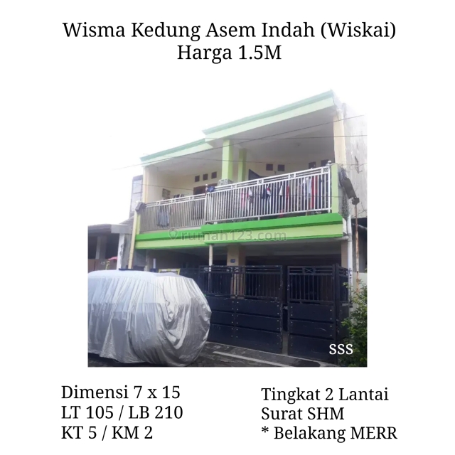 Rumah Wisma Kedung Asem Indah Wiskai Rungkut dkt Merr Siap Huni bs KPR, Rungkut, Surabaya