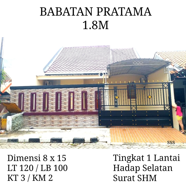 Rumah Babatan Pratama Wiyung Surabaya Siap Huni KPR Nego Jalan Lebar, Wiyung, Surabaya