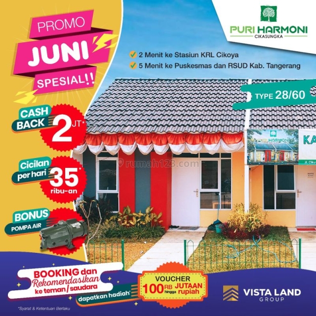 Rumah Subsidi, Perumahan Puri Harmoni, Cikasungka, Tangerang MP359, Tigaraksa, Tangerang