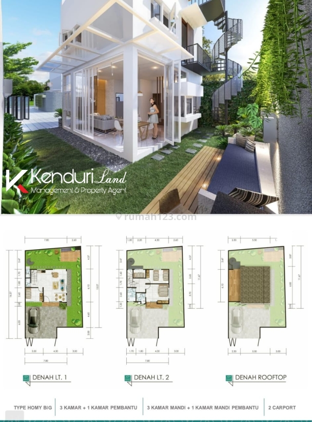 Exclusive private townhouse dengan konsep garden living dan rooftop, Jagakarsa, Jakarta Selatan