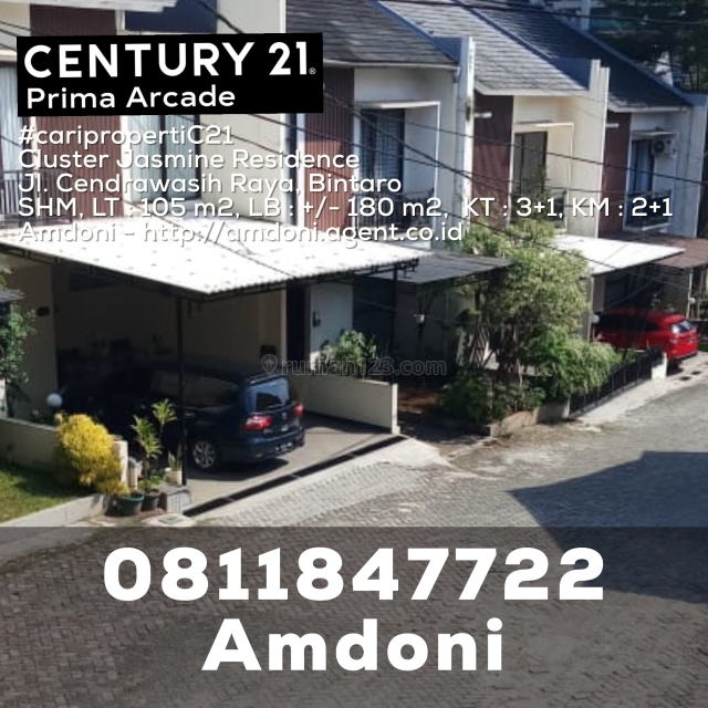 Rumah Rapi 2,5 Lantai Siap Huni dlm Cluster Jasmine Residence Jl. Cendrawasih Raya Bintaro, Bintaro, Jakarta Selatan