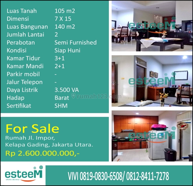 Rumah di jl. impor, kelapa gading, jakarta utara, Kelapa Gading, Jakarta Utara