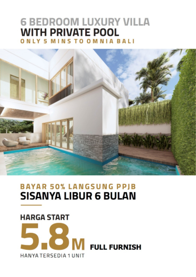 LUXURY VILLA Limited edition full Furnish lengkap dengan private pool 5 mnt k OMNIA, Uluwatu, Badung