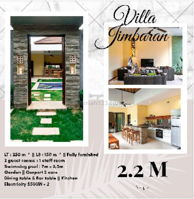 Villa Jimbaran Bali full furnish pool only 2,2M, Jimbaran, Badung