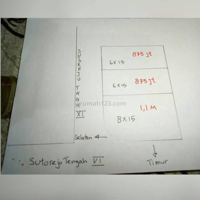 Tanah kavling SHM posisi hook kondisi siap bangun di Sutorejo Tengah, Surabaya, Mulyorejo, Surabaya