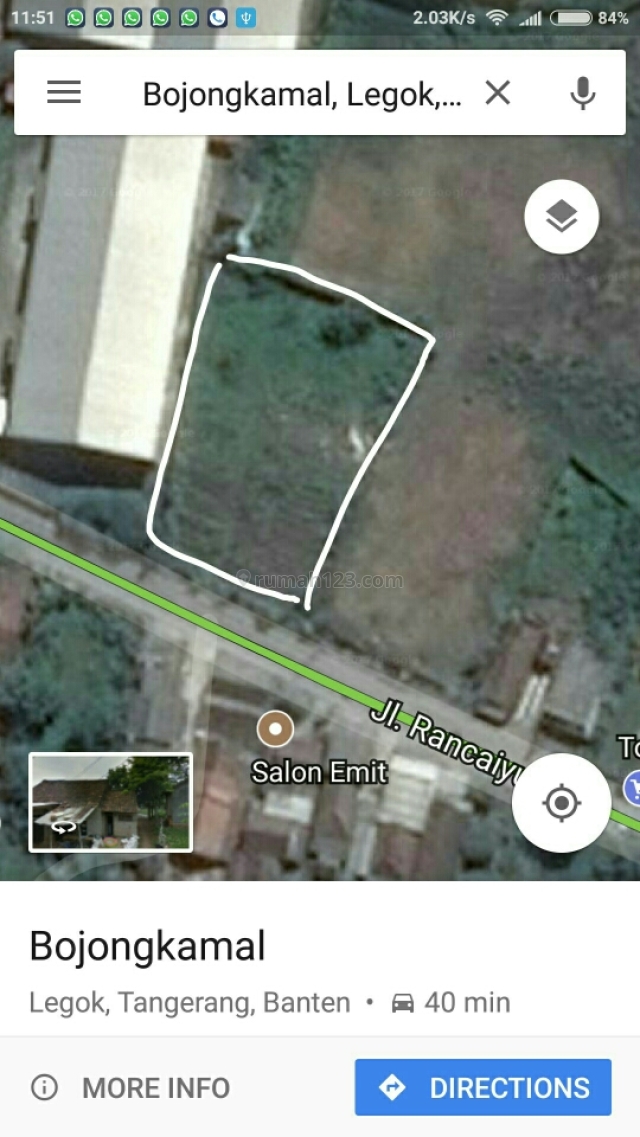 Tanah pinggir jalan 1.630m Bojong Kamal Tangerang, Legok, Tangerang