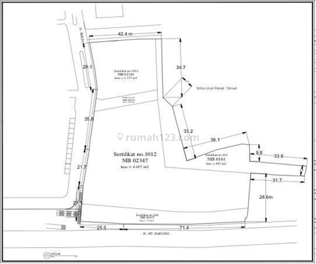 Tanah 7300 M2 Di Jalan MT. Haryono Jakarta Timur MP5250JL, Cawang, Jakarta Timur