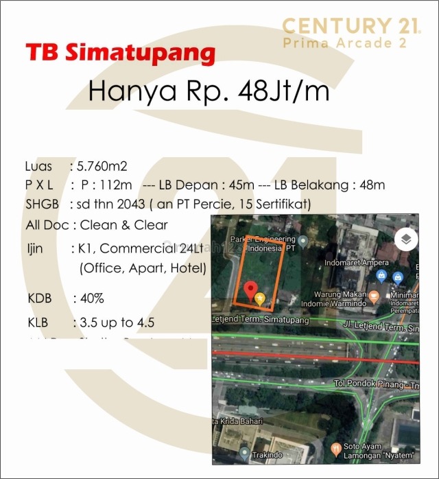 Kavling Strategis di TB Simatupang, Jakarta Selatan (CP638), TB Simatupang, Jakarta Selatan