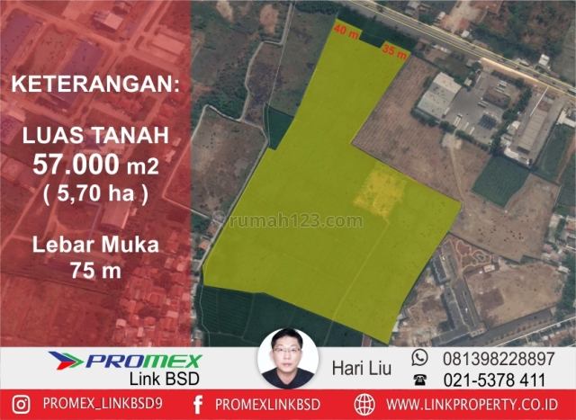 Lahan Industri di Jalan Alternatif Lingkar Luar Klari Karawang Timur, Kota Baru, Karawang