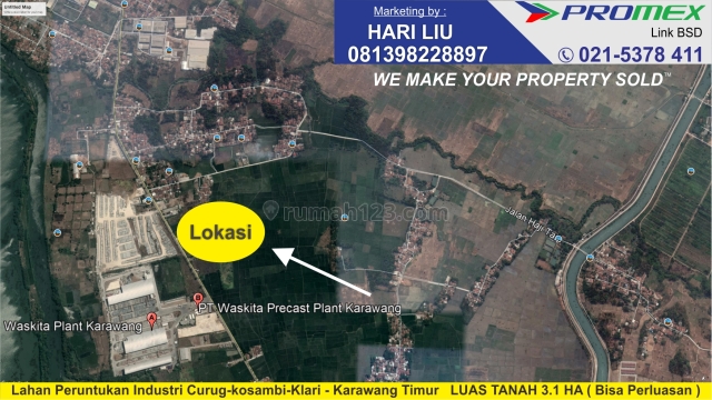 Lahan Industri di jalan raya curug kosambi klari karawang timur, Klari, Karawang