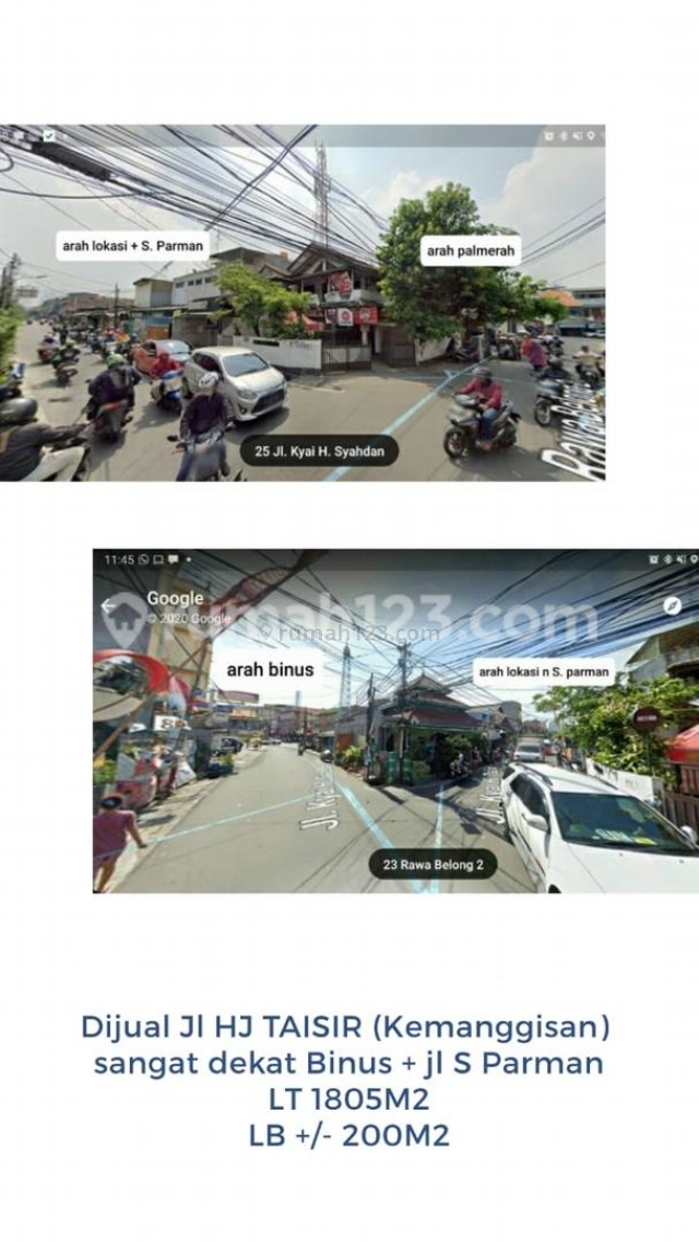 Tanah di HajiTaisir, Luas Tanah : 1805m2, SHM, Harga : 500 Jt/tahun Nego, Kemanggisan, Jakarta Barat, Kemanggisan, Jakarta Barat
