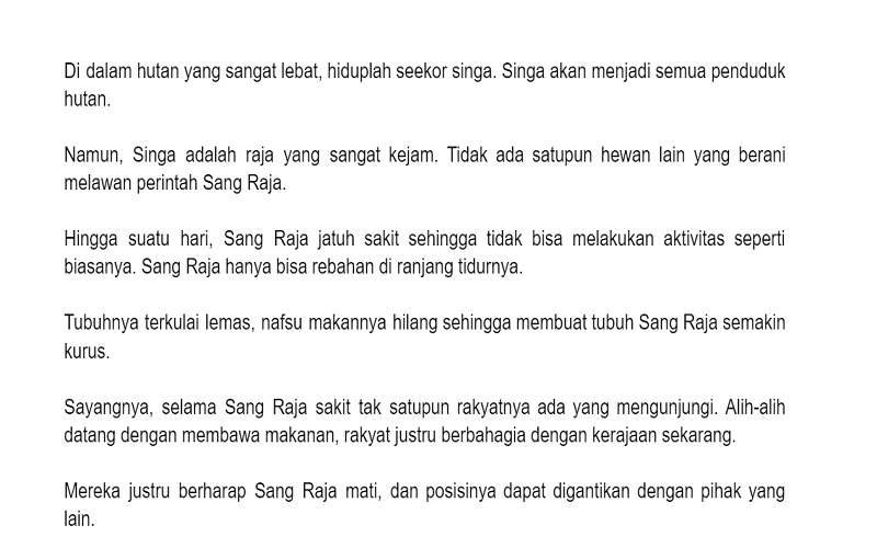 Contoh Teks Fiksi Hewan