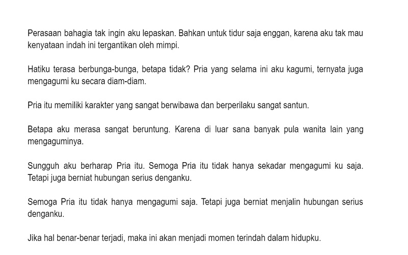 Contoh Teks Fiksi Romantis
