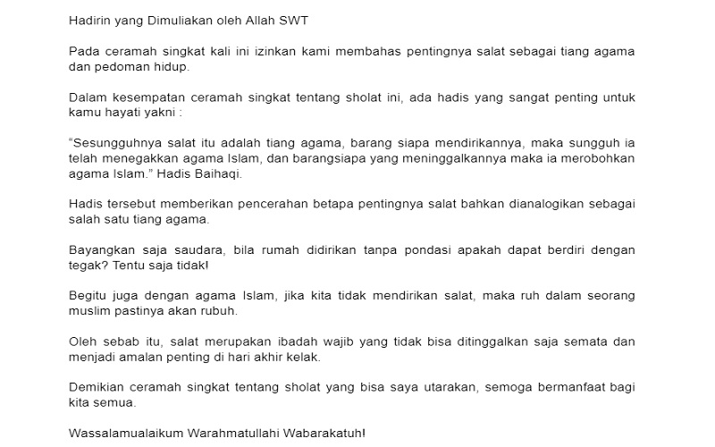 Ceramah Singkat Tentang Sholat